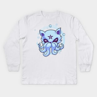 Kawaii pastel Goth Witchy Cat creepy Kids Long Sleeve T-Shirt